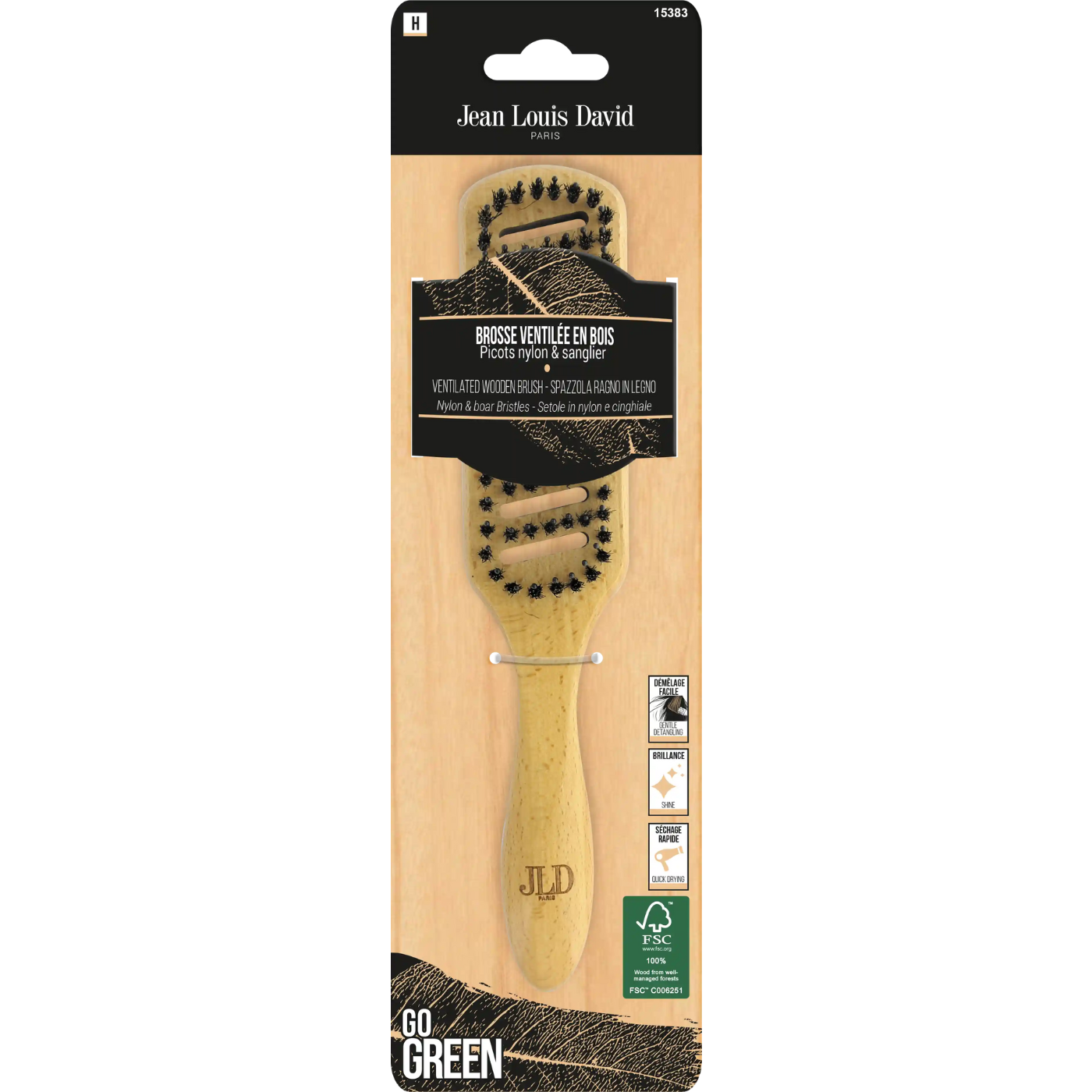 Brosse Démêlante ventilée Bois FSC - Jean Louis David - 15383